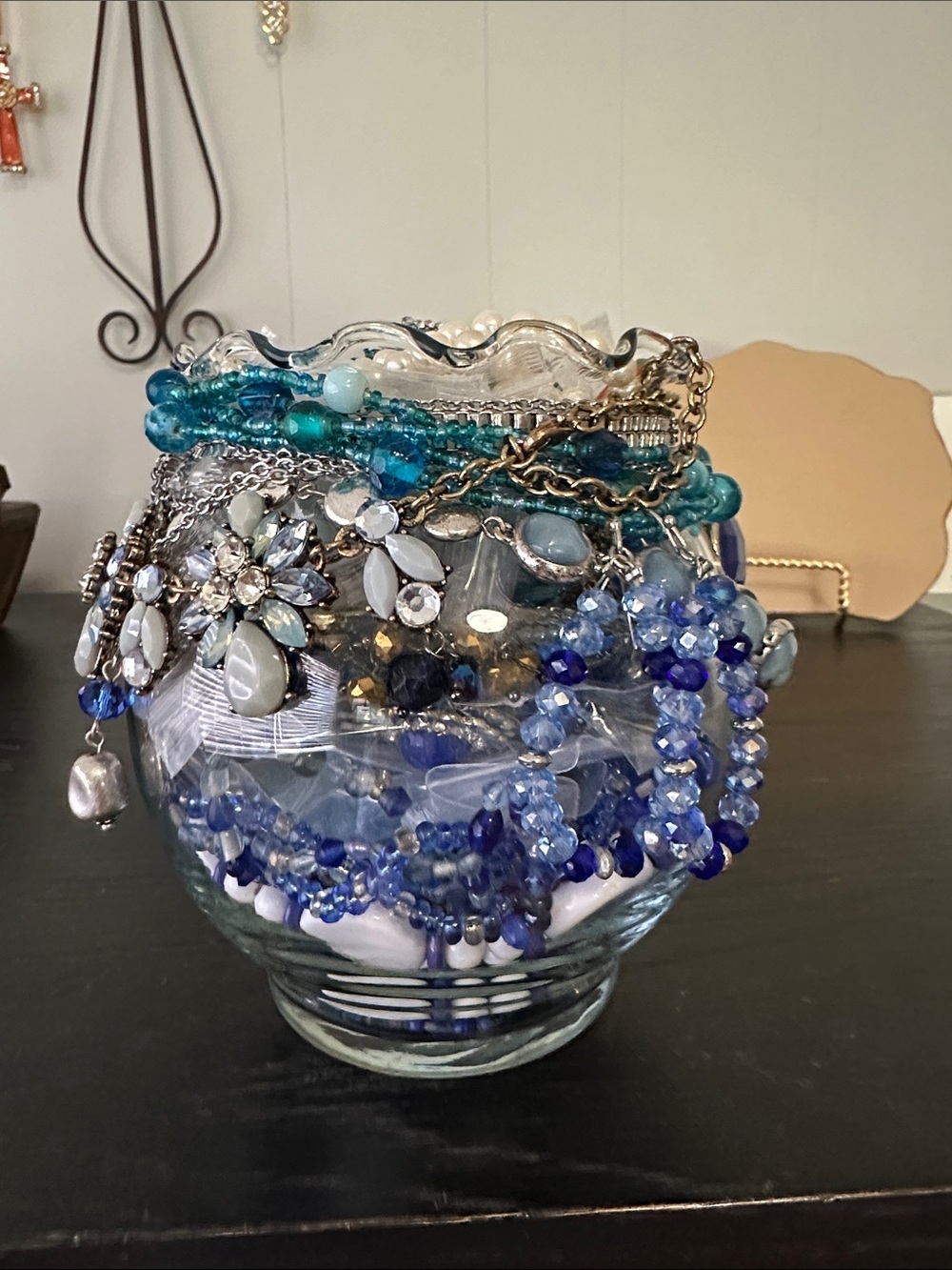 Mystery Jewelry Jar In Shades Of Blue.
